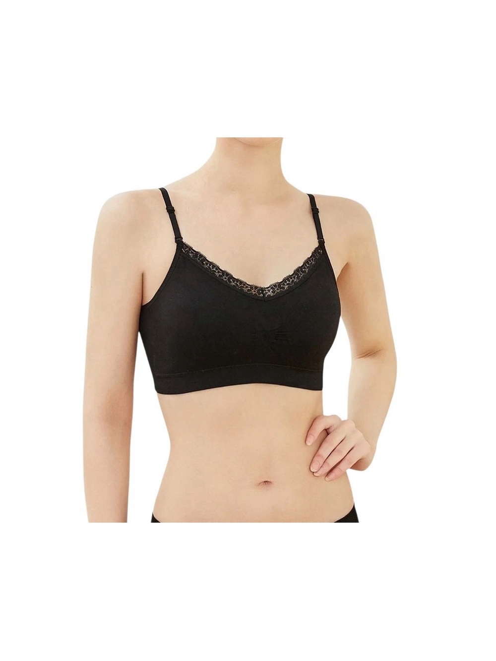 coobie Black Lace-Trim Seamless Bralette